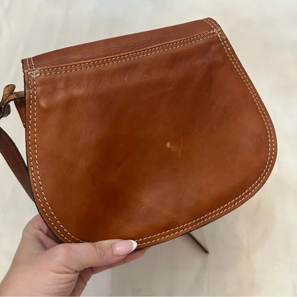 Vintage genuine Italian leather Crossbody flap Bag 51169 - Picture 5 of 12